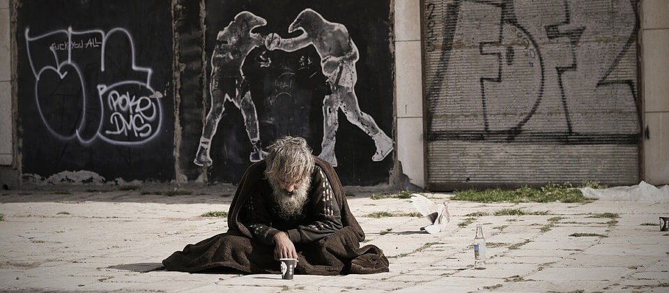 Poor person begging