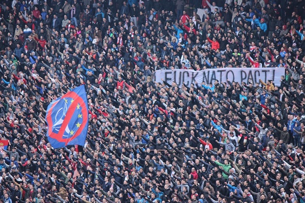 People protesting against NATO policies